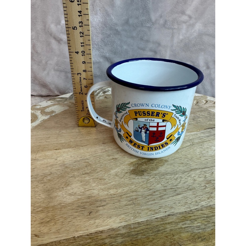 Pussers British Virgin Islands Enamel Mug Royal Navy Toasts Caribbean Map White